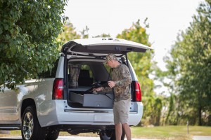 Safely and securely store your gear in a SUV Cargo Caddy